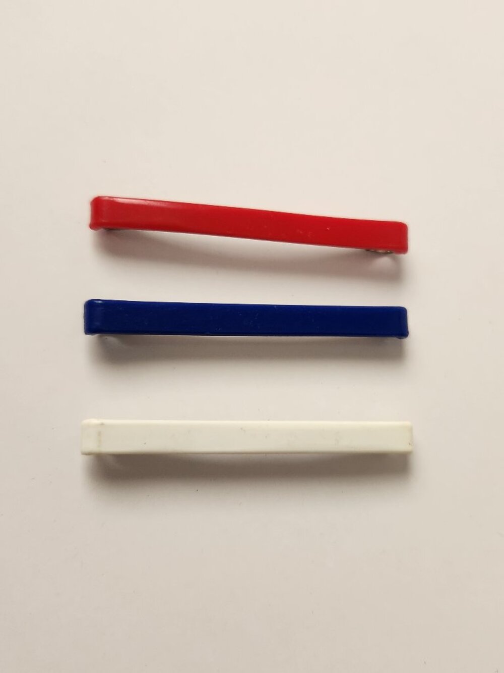 Vintage Goody Stay Tight Clasp Clip Hair Barrettes 2" Red White Blue
